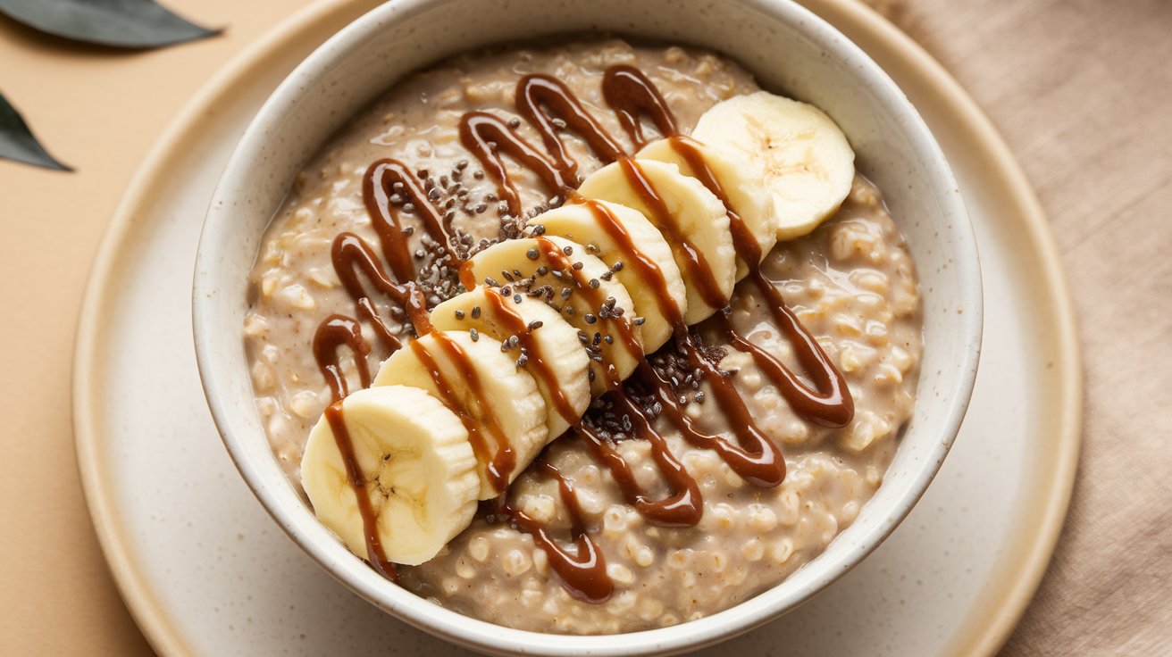 Creamy Oatmeal with Banana and Almond Butter Healthy breakfast