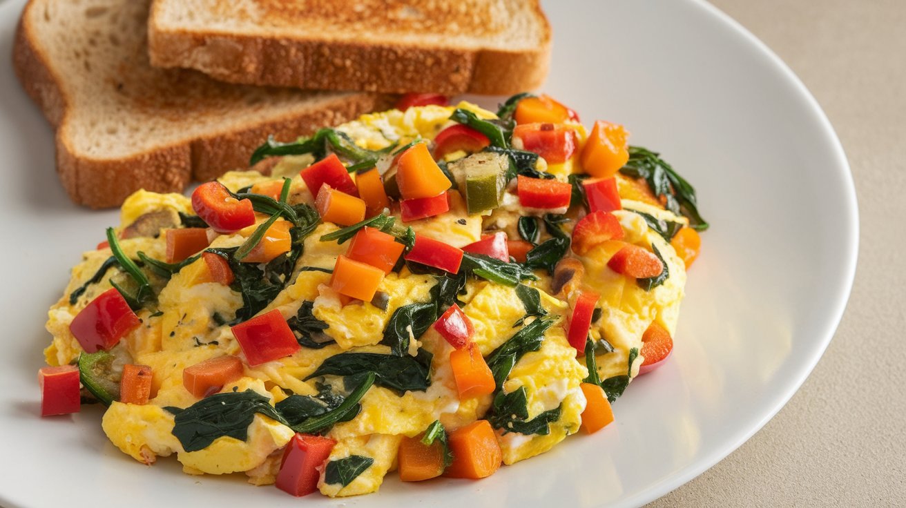 Scrambled Eggs Loaded with Veggies healthy breakfast