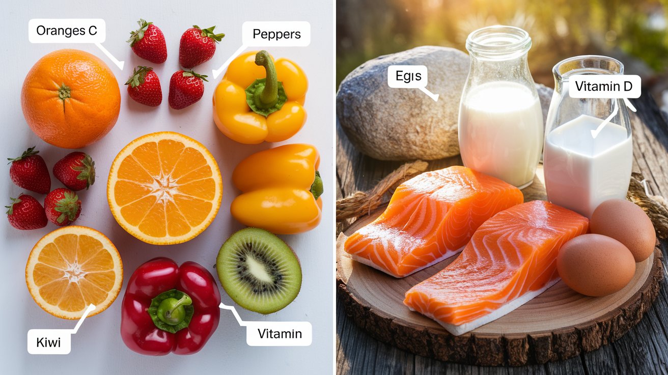 Vitamin C an D in food chart