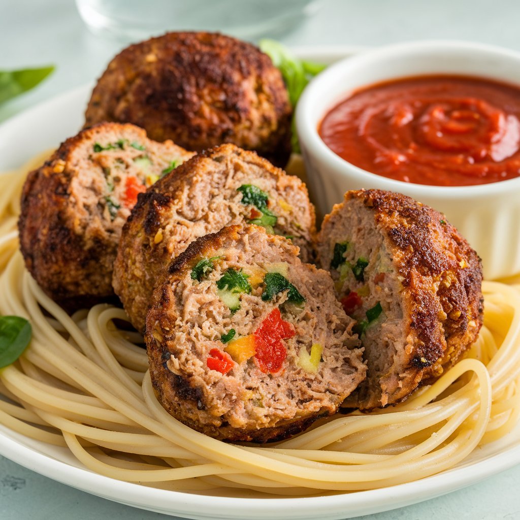 vegatab;e recipes Veggie-Filled Meatballs