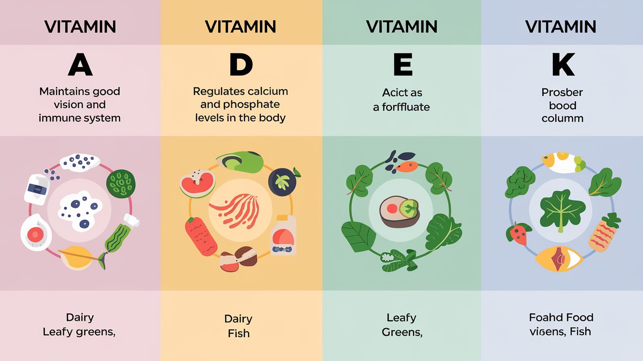 Fat-Soluble Vitamin and Food Chart Functions and Food Sources